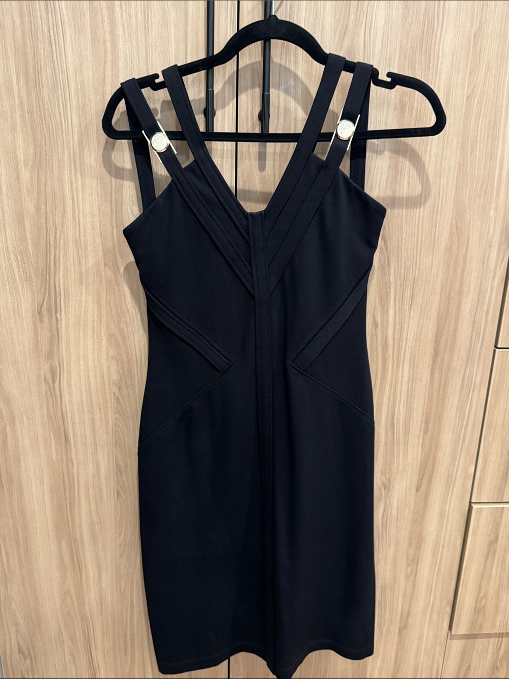 Vintage Versace Black Strappy V-Neck Mini Dress